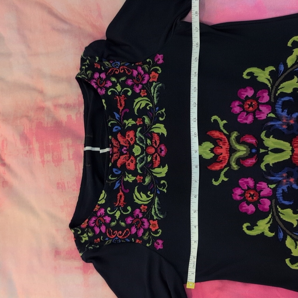 Floral Embroidered Print Navy Dress - Picture 5 of 6